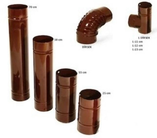 Rauchrohr 130mm Ofenknie Bogen Abgas Warmlufttauscher Kamin Kuzine Boru Braun 70|50|33|25|15|Bogen